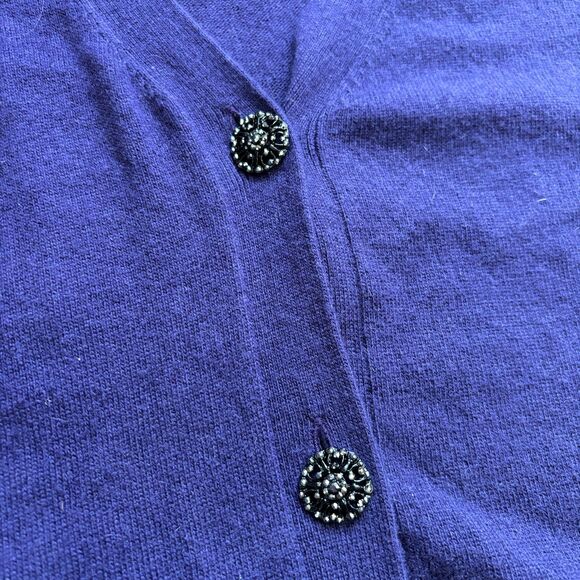 TALBOTS Cashmere Angora Lambswool Jeweled Button Cardigan Sweater Large Purple - Picture 4 of 8